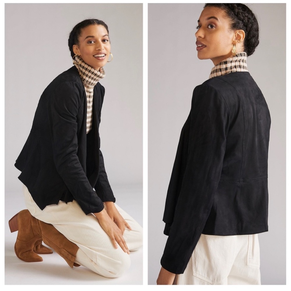 LIKE NEW Anthropologie suede black blazer jacket - XL